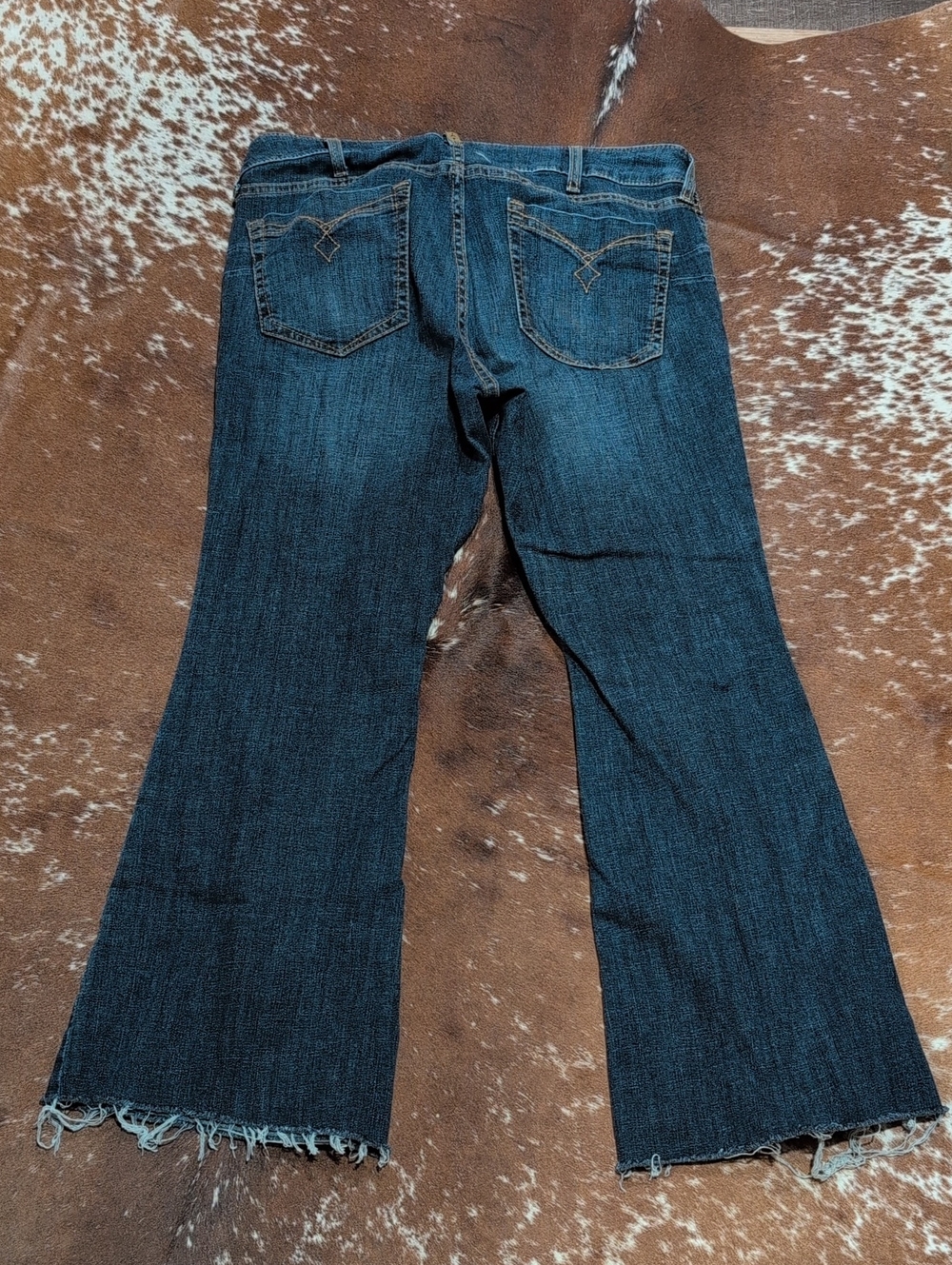 Ariat Dark Blue Flare Jeans with Frayed Hem